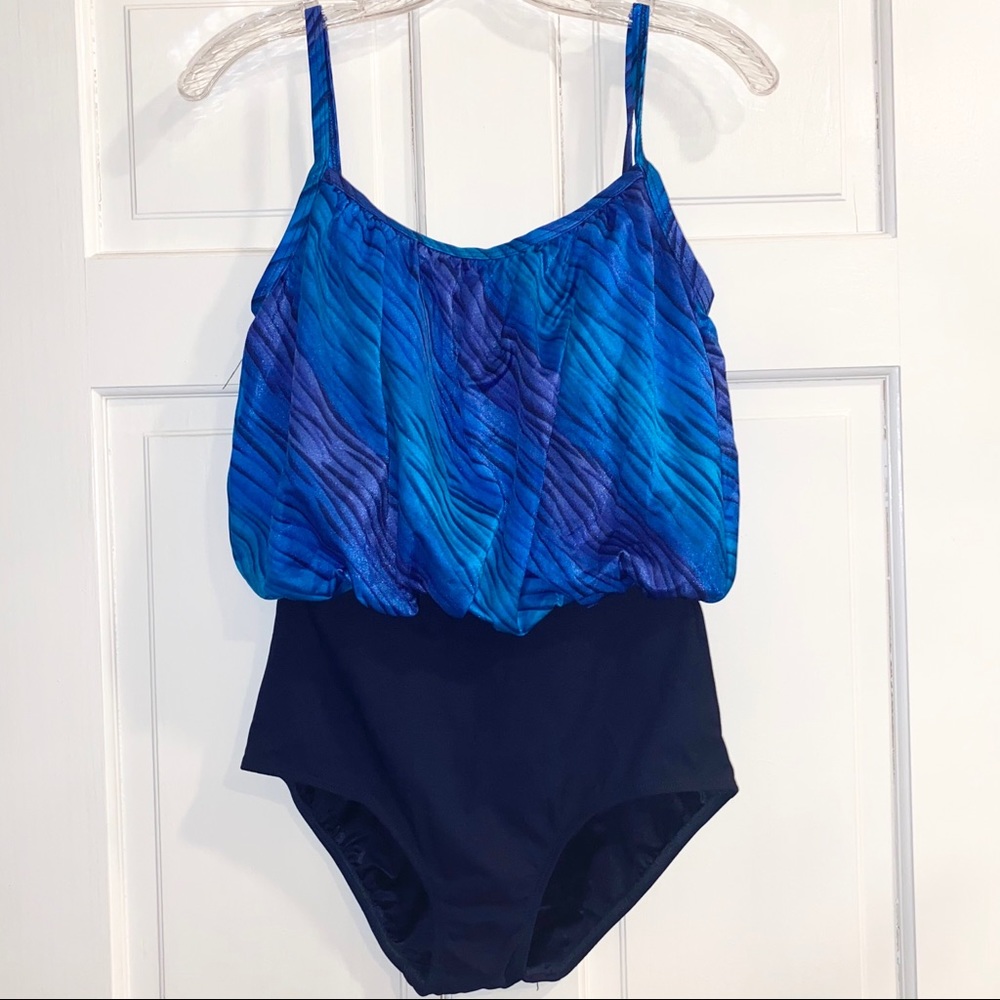 Vintage Blue One Piece Swimsuit